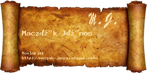 Maczák János névjegykártya